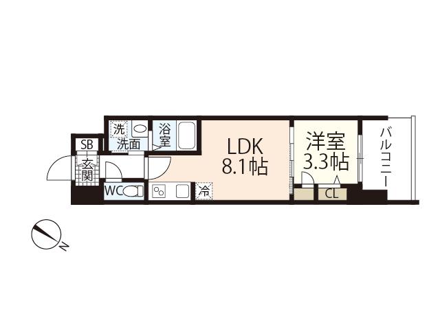 S-RESIDENCE東千田公園ALESIA(1LDK/14階)の間取り写真