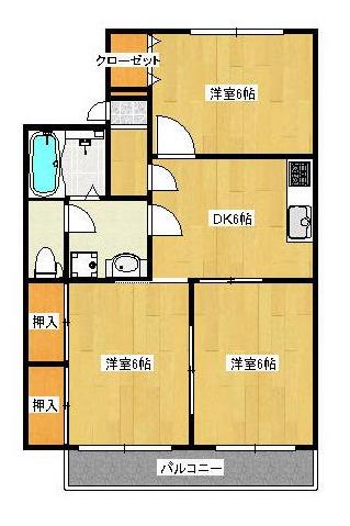 セジュール高崎B棟(3DK/2階)の間取り写真