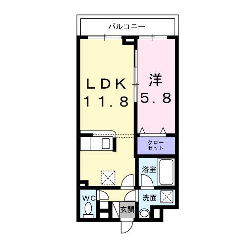 エフ・アクアレル(1LDK/1階)の間取り写真