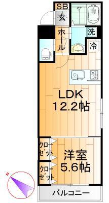 ボルドール(1LDK/4階)の間取り写真