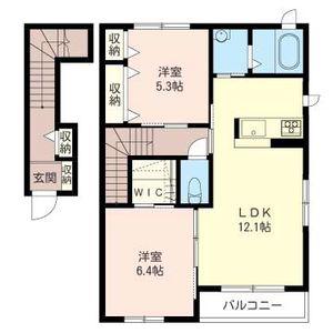 エスポワールおおたかA(2LDK/2階)の間取り写真