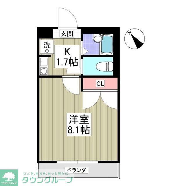 ヴィラージュS(1K/2階)の間取り写真