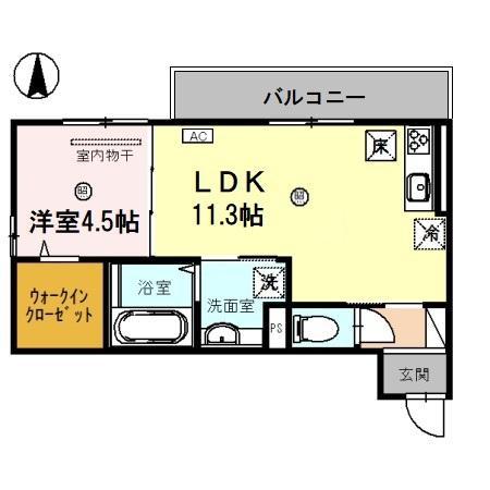GRACE HEART(1LDK/1階)の間取り写真