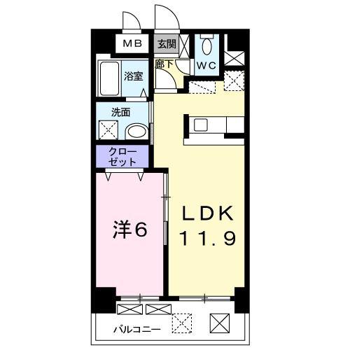グレイス花見が丘(1LDK/7階)の間取り写真