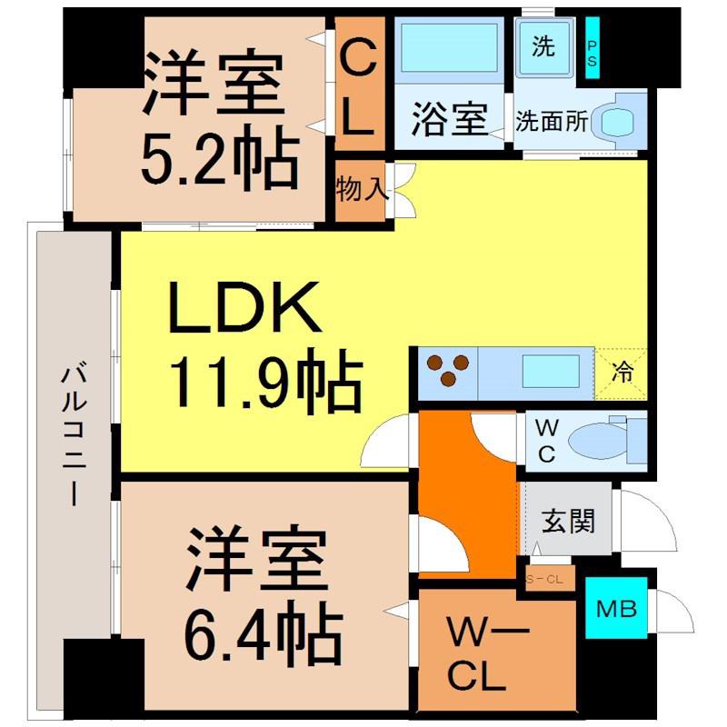 PRIME COURT(2LDK/6階)の間取り写真