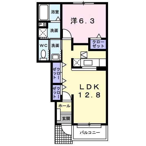 パセーオ.NS(1LDK/1階)の間取り写真