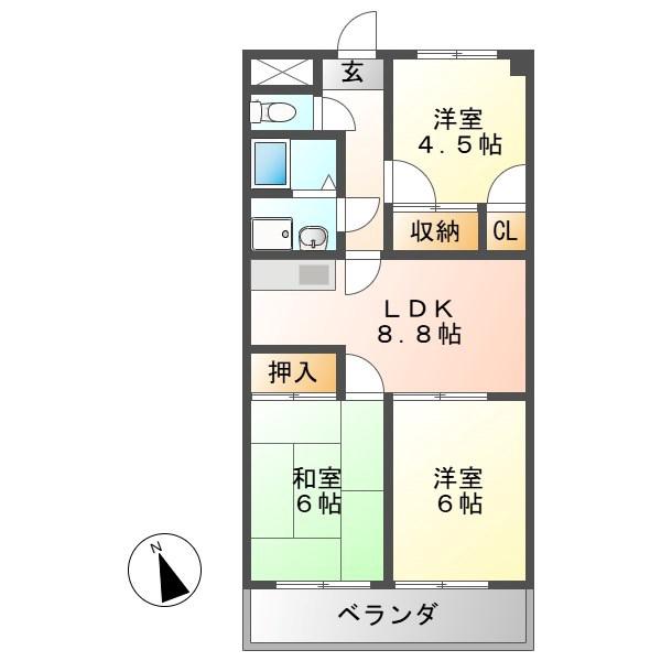 グリーンヒル(3LDK/1階)の間取り写真