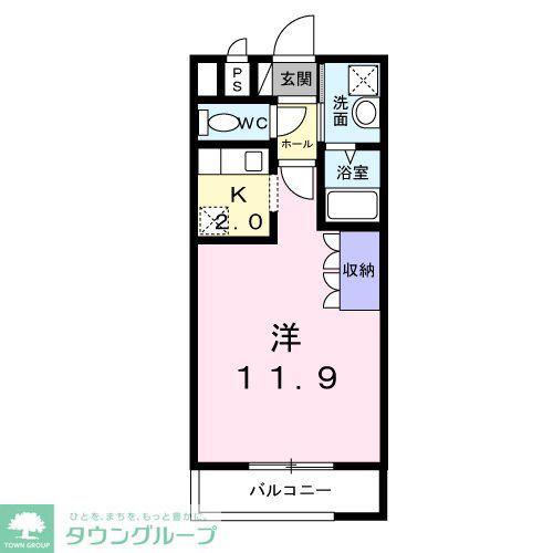 キャトルセゾン(1K/2階)の間取り写真