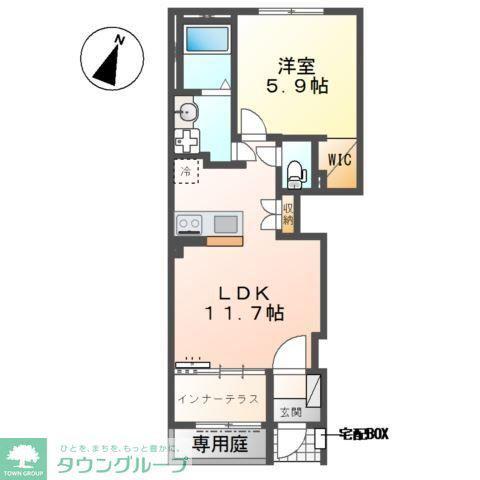 ポラリス所沢(1LDK/1階)の間取り写真
