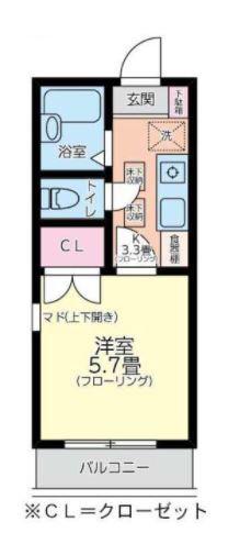 ラフィネ金沢八景II(1K/2階)の間取り写真