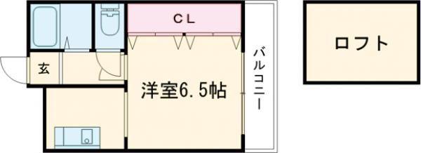 マリス北野(1K/2階)の間取り写真