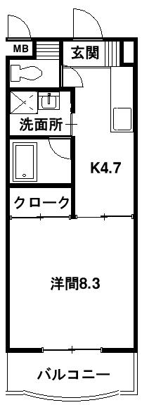 あぷと長坂II(1K/3階)の間取り写真