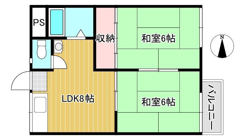 コーポいずみ(2LDK/2階)の間取り写真