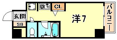 フェニックスK1(1K/7階)の間取り写真