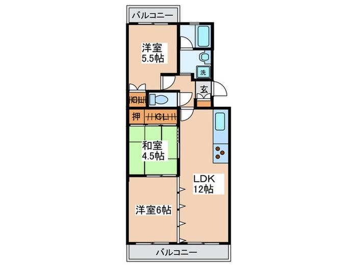 鷺沼レジデンス(3LDK/4階)の間取り写真