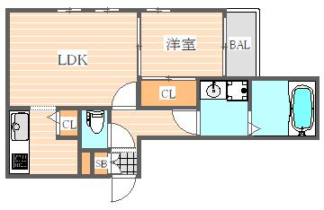 CALM DWELL(1LDK/1階)の間取り写真