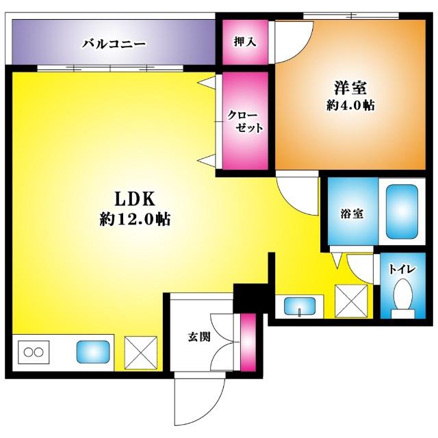 ポルシェ北松戸(1K/5階)の間取り写真