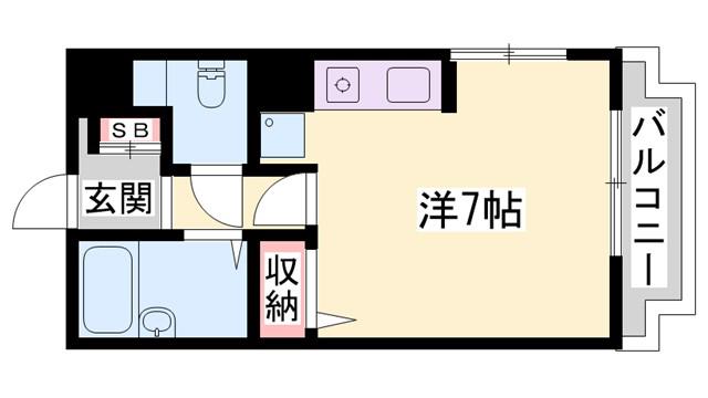 尾上の松ミドリマンション(ワンルーム/2階)の間取り写真