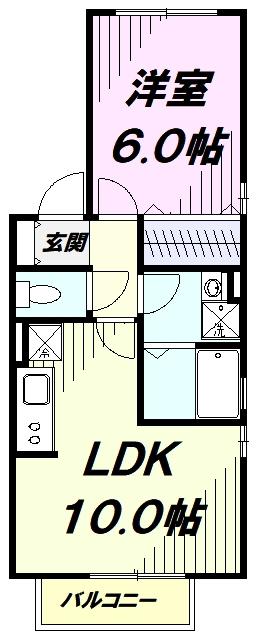 リヴェールB(1LDK/1階)の間取り写真