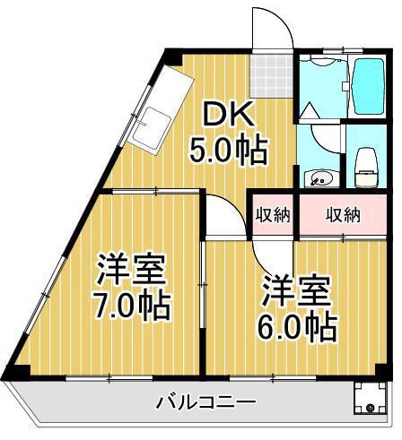 ラベルメゾンII(2DK/2階)の間取り写真