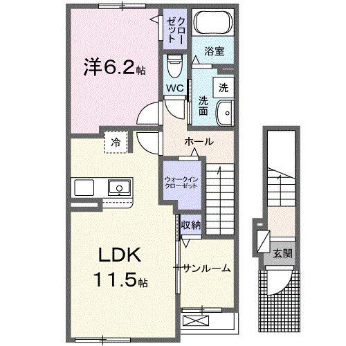 グランジェルメ(1LDK/2階)の間取り写真