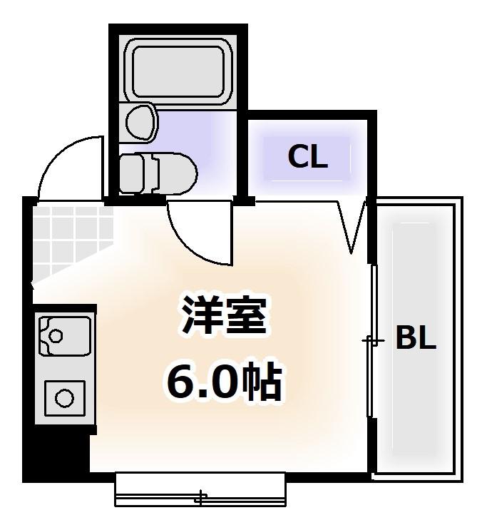 チュリスアベノ(ワンルーム/2階)の間取り写真