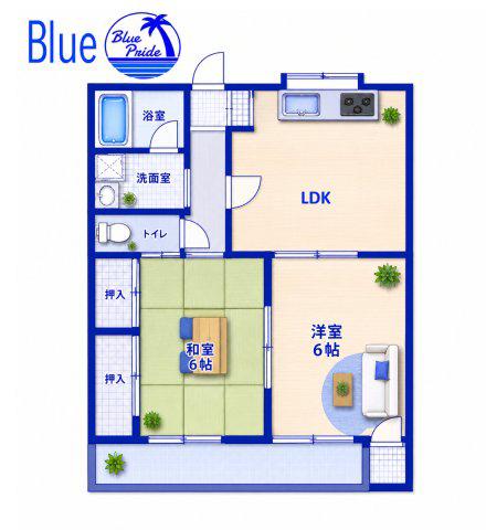 シリウス湘南(2LDK/2階)の間取り写真