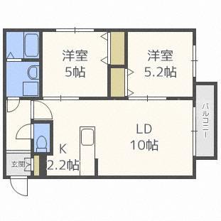 ソリーゾ澄川(2LDK/1階)の間取り写真