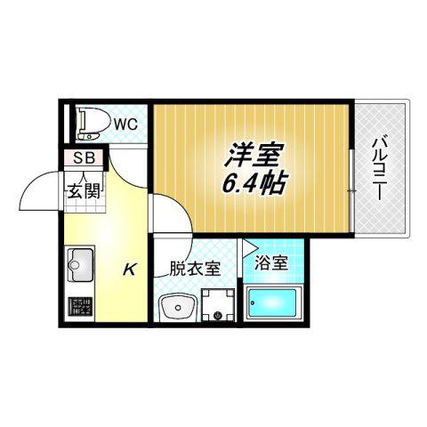 ソレイユII(1K/1階)の間取り写真