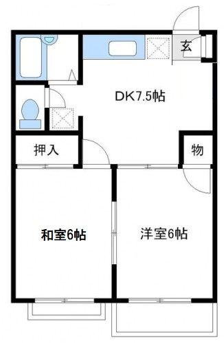 ルミエール(2DK/2階)の間取り写真