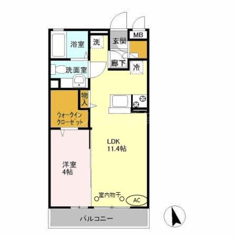 KOMUKAIRESIDENCE(1LDK/3階)の間取り写真