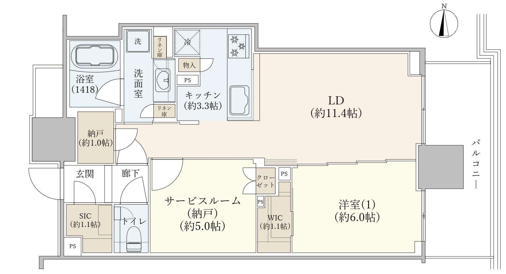 グランドシティタワー月島(2LDK/3階)の間取り写真