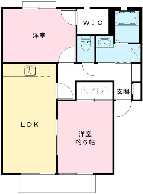 サンビレッジ花畑C棟(2LDK/2階)の間取り写真