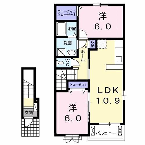 ＪＲ常磐線 湯本駅 バス乗車時間：10分 最寄りバス停で下車 徒歩13分 2階建 築11年(2LDK/2階)の間取り写真