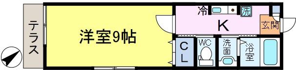 ハイツ アヅミノ(1K/2階)の間取り写真