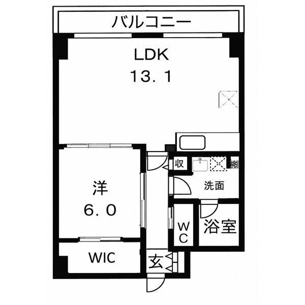 阪神ハイグレードマンション3番館(1LDK/2階)の間取り写真