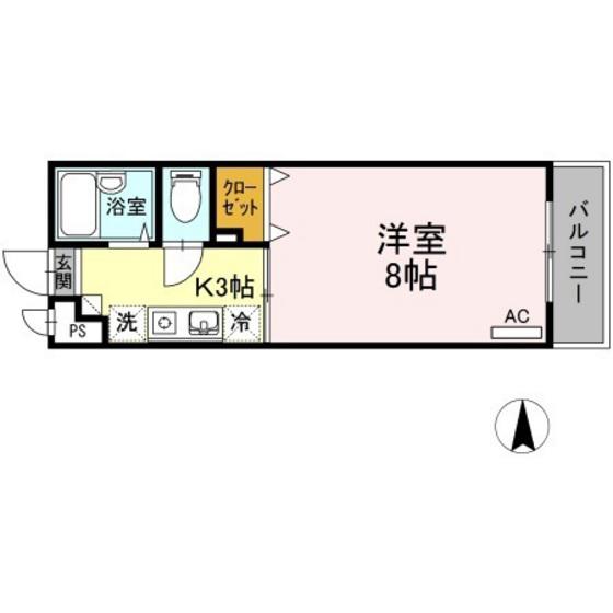 森ビル(1K/2階)の間取り写真