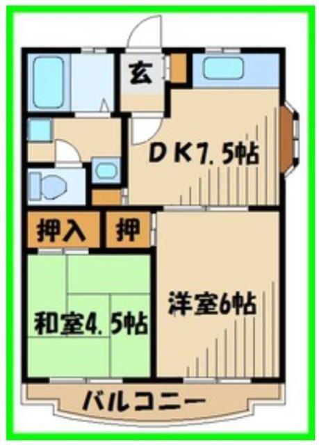 エスパシオ経堂(2DK/4階)の間取り写真
