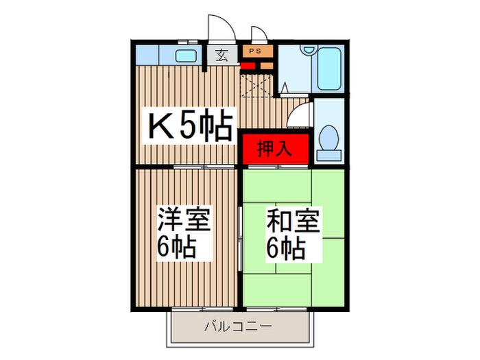 グリーンプラザ入間 A(2K/2階)の間取り写真
