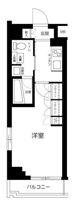 AXAS西馬込アジールコート(1K/B1階)の間取り写真