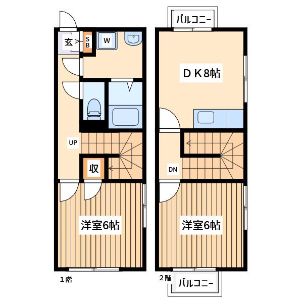 アンプルール ブワ オガワ 1(2DK/1階)の間取り写真