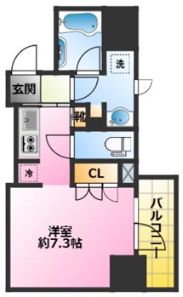 ピアース武蔵小杉イースト(ワンルーム/8階)の間取り写真