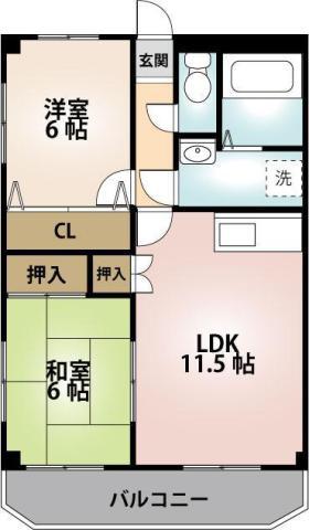 エクセランス高橋(2LDK/3階)の間取り写真