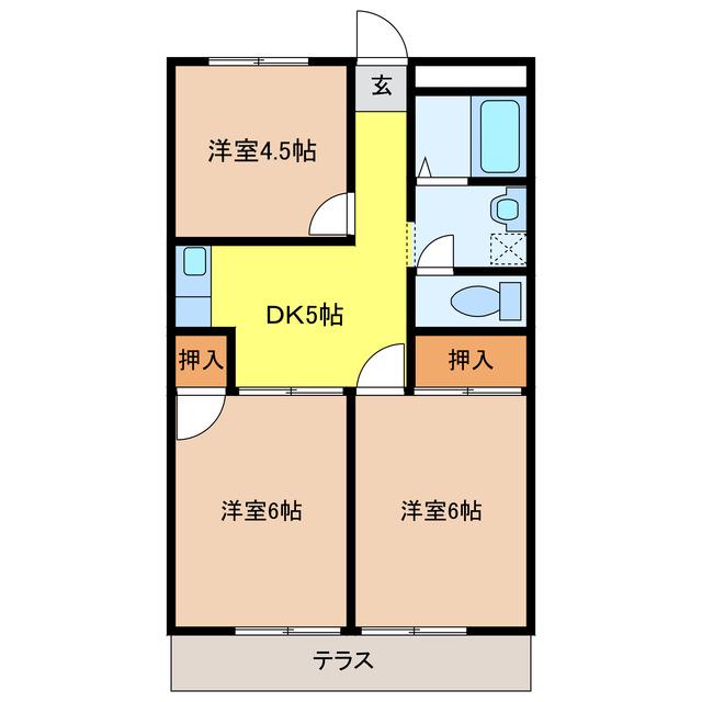 シティパレス稲里A(3DK/1階)の間取り写真