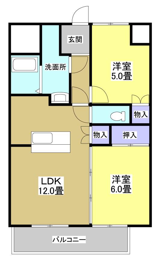ラ・フォーレ三方原(2LDK/5階)の間取り写真
