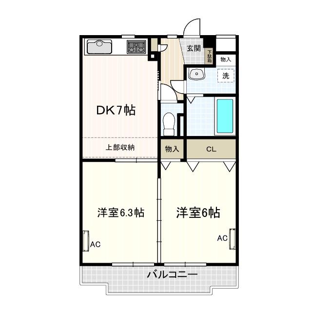 レジディア吉祥寺(2DK/2階)の間取り写真