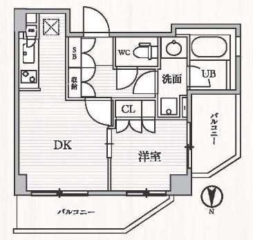 コスモリード奥沢(1DK/3階)の間取り写真