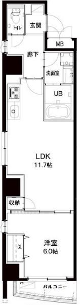 シルヴァーアウル(1LDK/4階)の間取り写真