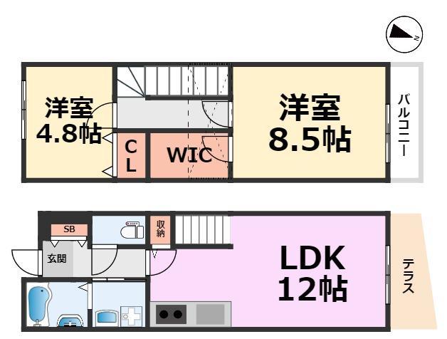 VIANO西山町(2LDK/1階)の間取り写真