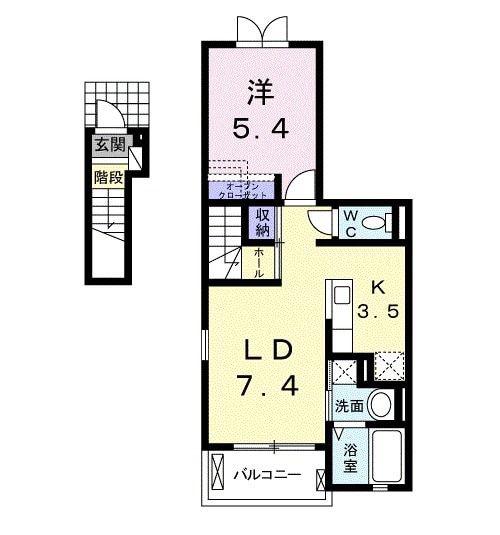 サンライズ八筋(1LDK/2階)の間取り写真